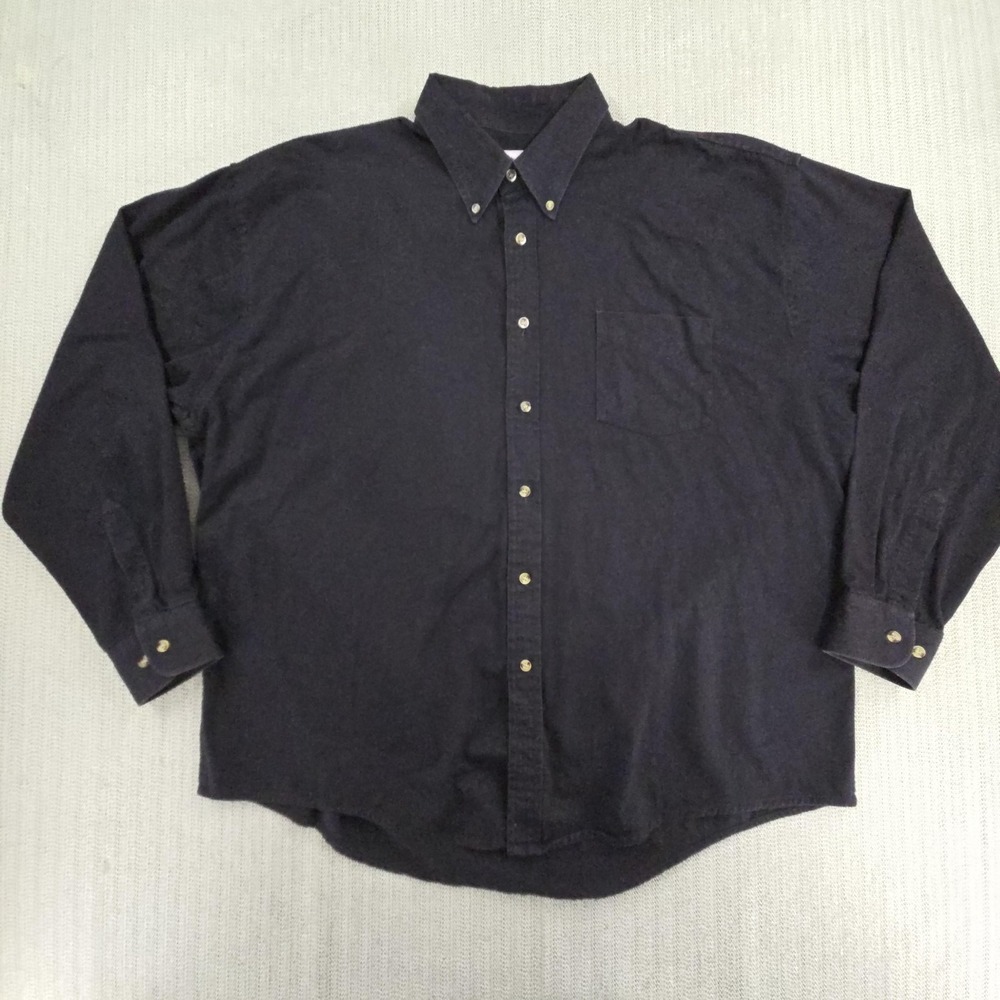 Tony‎ Lama Shirt Mens 2XL Black Solid Twill Long Sleeve Button Down Cotton